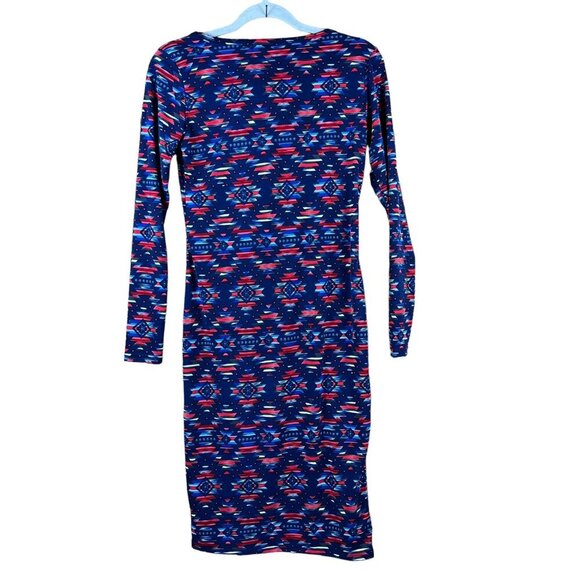 Lularoe Debbie Women's Long Sleeve Navy Blue Design Dress - Picture 2 of 7